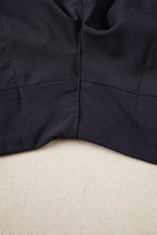 Black Solid Color Ribbed Patchwork High Waist Athletic Shorts