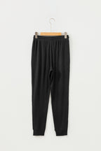 Black Ribbed Drawstring Active Jogger Pants