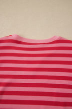 Striped Puff Short Sleeve T Shirt Matching Shorts Set