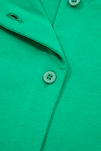 Dark Green Plus Size Button Front Ruffled Stripe Trim V Neck Flutter Sleeve Blouse