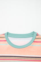 Multicolor Stripes Crew Neck T Shirt