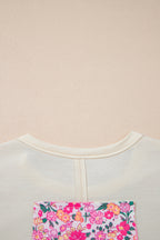 Jet Stream Floral Patched Raw Seam Big Flower Oversize Tee