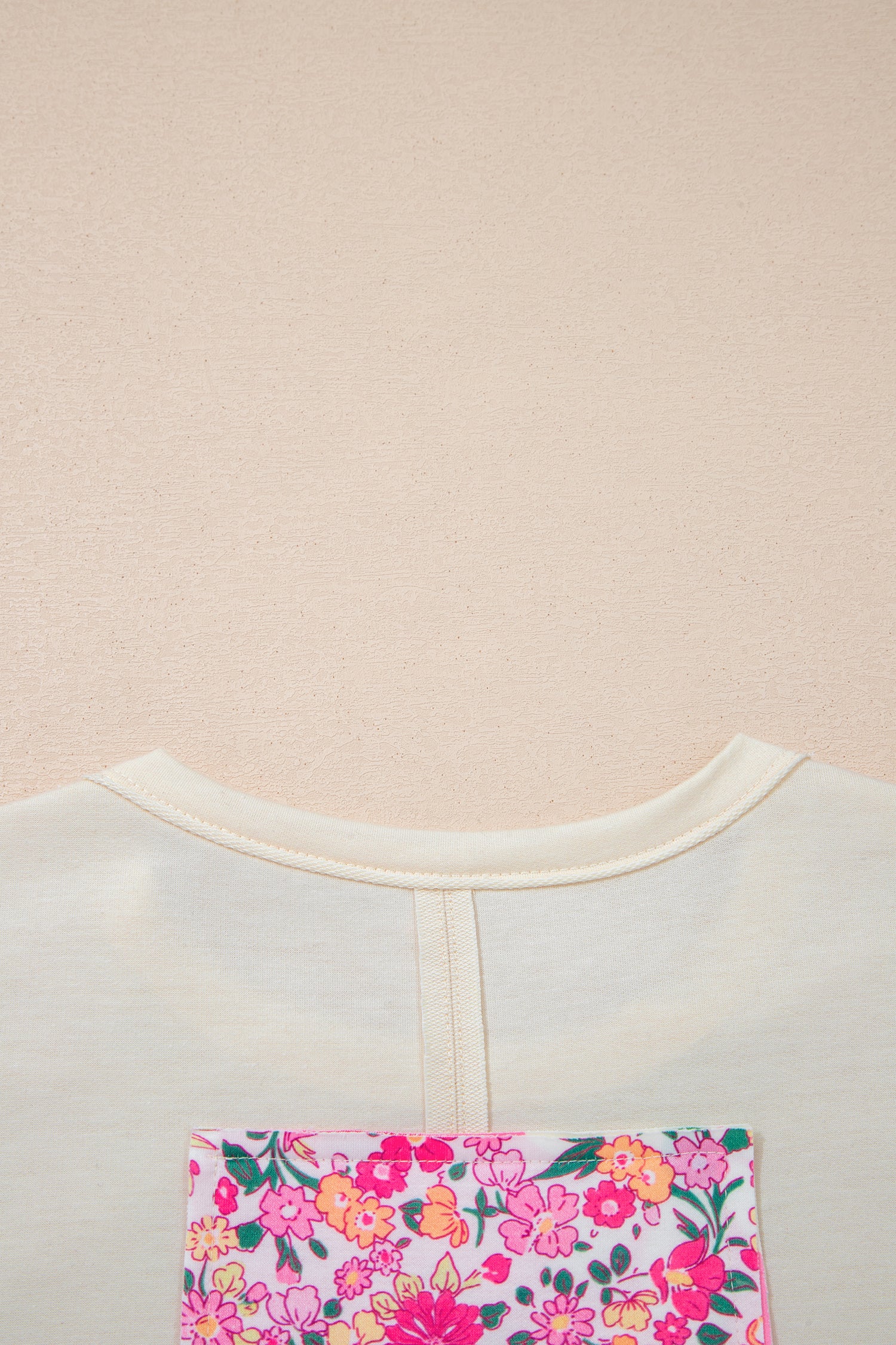 Jet Stream Floral Patched Raw Seam Big Flower Oversize Tee