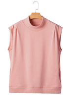 Solid Color High Neck Cap Sleeve Loose Top