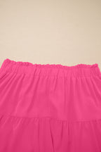 Plus Size Frilled Elastic Waist Lace Trim Boho Ruffled Shorts
