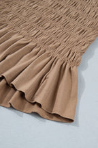 Shirred Slim Fit Ruffle Hem Tank Top