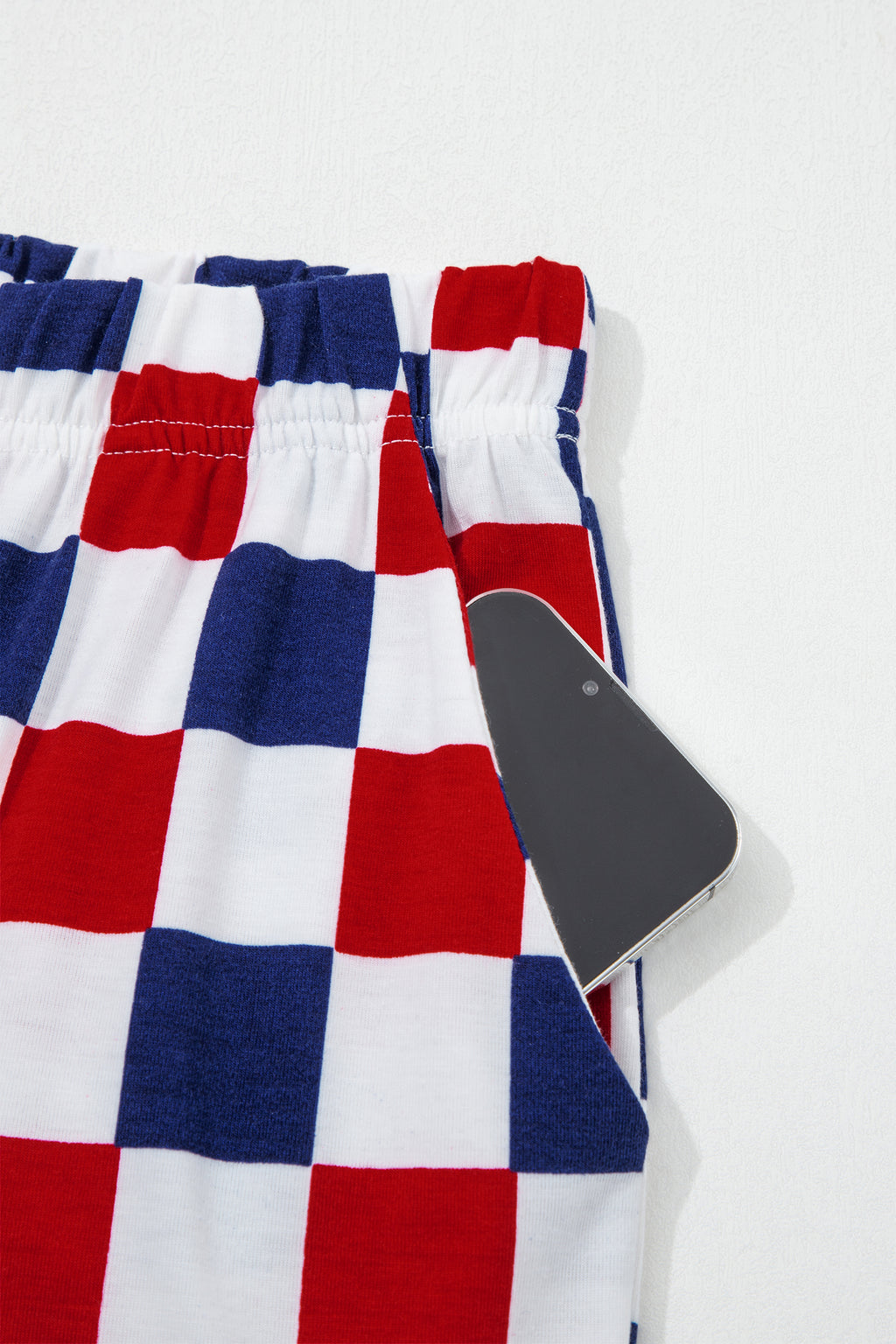 2-Tone Checked Print High Waist Wide Leg Pants