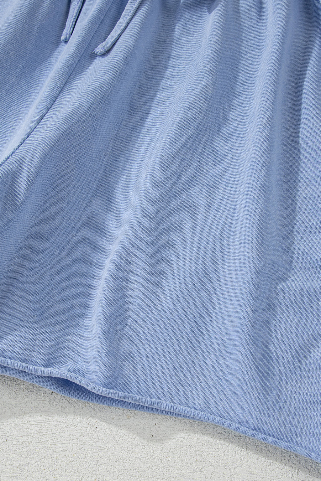 Mineral Washed Drawstring Elastic Waist Raw Cut Shorts