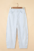 Striped Casual Barrel Jeans