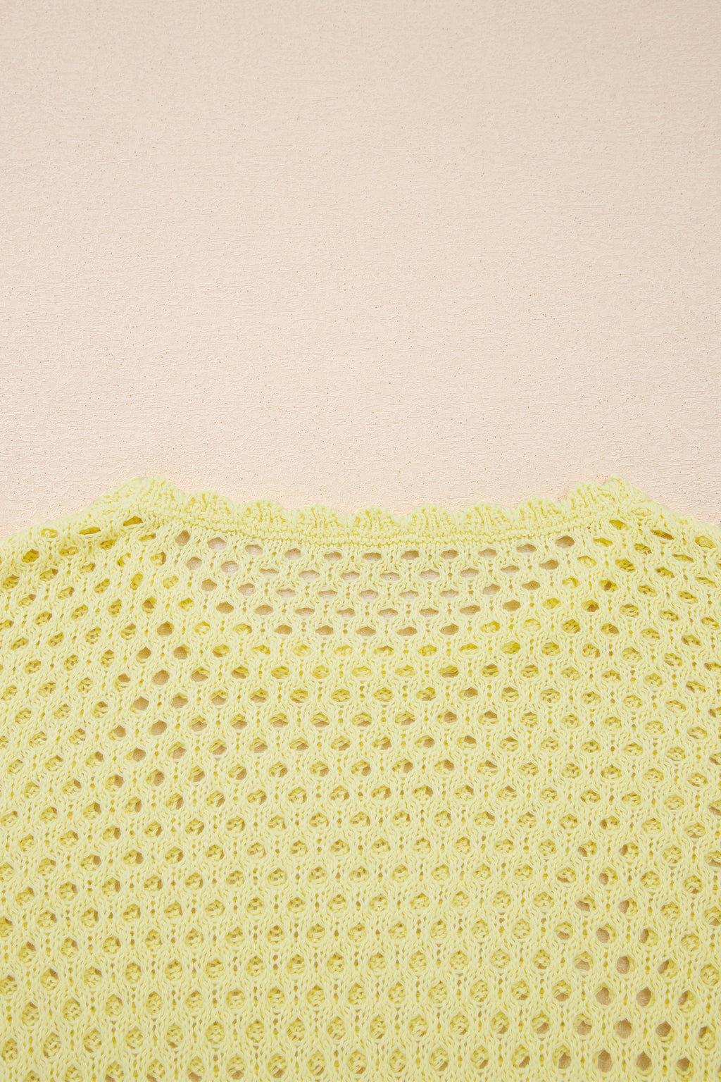 Scalloped Trim Hollow Out Knit Long Sleeve Top