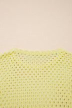 Scalloped Trim Hollow Out Knit Long Sleeve Top