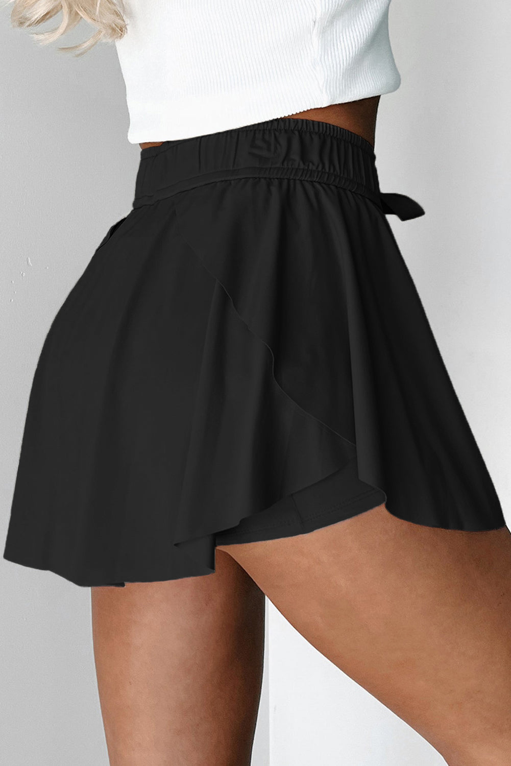 Drawstring Elastic Waistband Lined Tennis Skorts