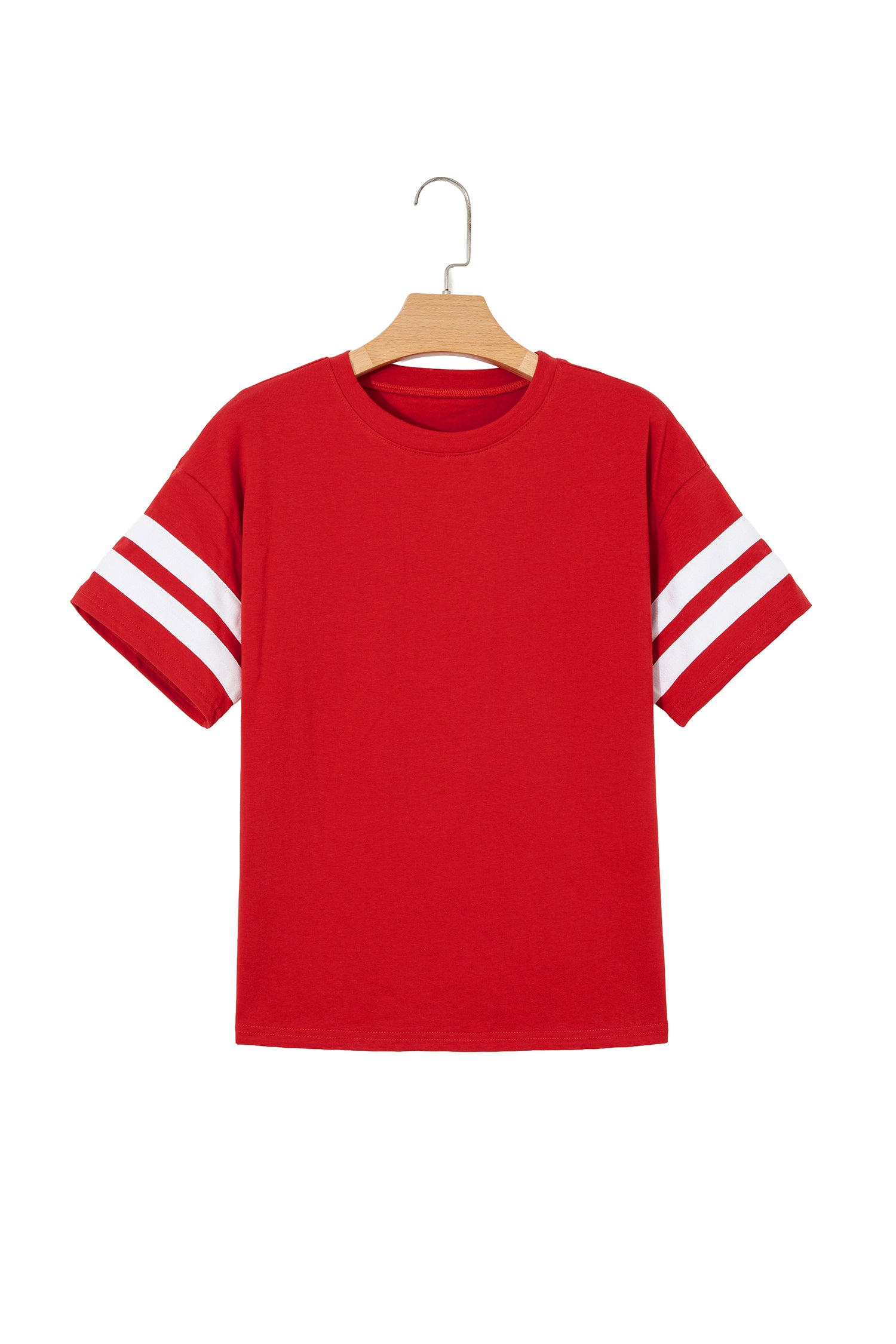 Varsity Striped Short Sleeve Crew Neck T Shirt