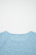 Textured Raglan Sleeve Knit Loose Top