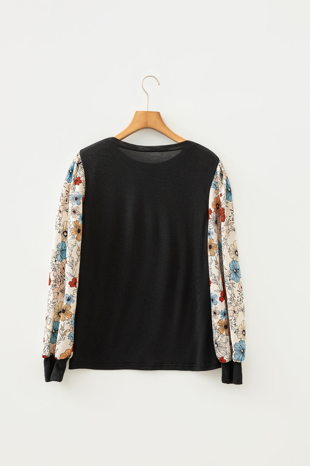 Khaki Leopard Puff Sleeve Patchwork Top