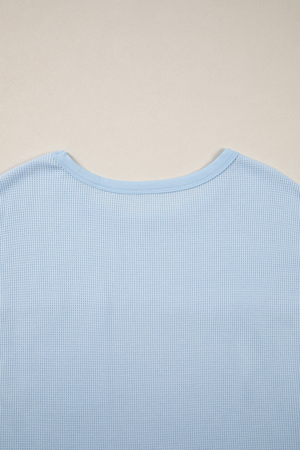 Solid Coluor Raw Seam Waffled Patchwork Casual T Shirt