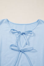 Plus Size Solid Color Bow Tie Peplum Tank Top