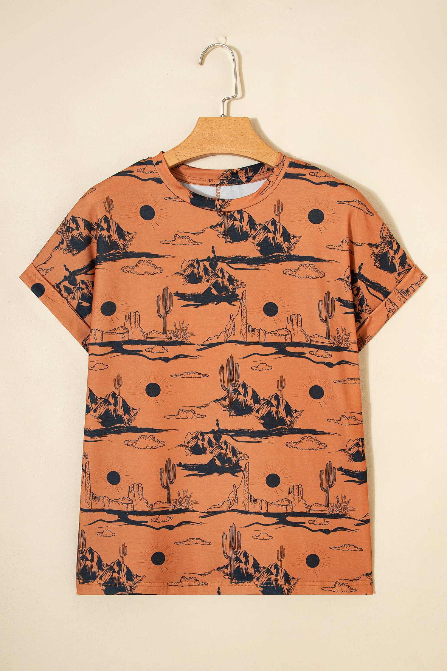 Desert Sand Print Short Sleeve Knit Top
