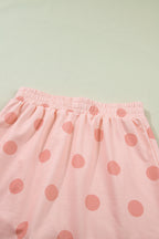 Ribbed Trim Polka Dot Print Tank Split Mini Skort 2pcs Set