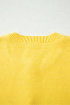 Solid Color Sleeveless Knit Button Pocketed Sweater