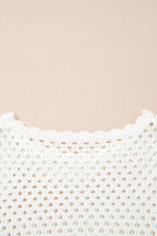 Scalloped Trim Hollow Out Knit Long Sleeve Top