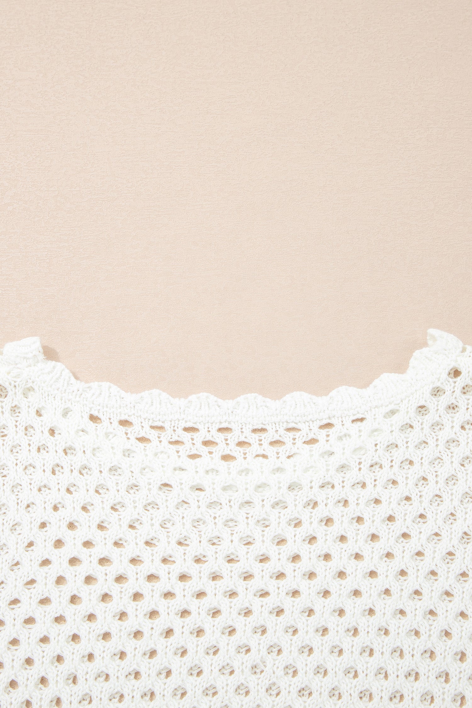 Scalloped Trim Hollow Out Knit Long Sleeve Top