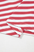 Striped Nautical Tie Contrast Trim Round Neck T Shirt Mini Dress