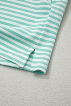 Striped Oversize Mock Neck Sweatshirt and Shorts Set