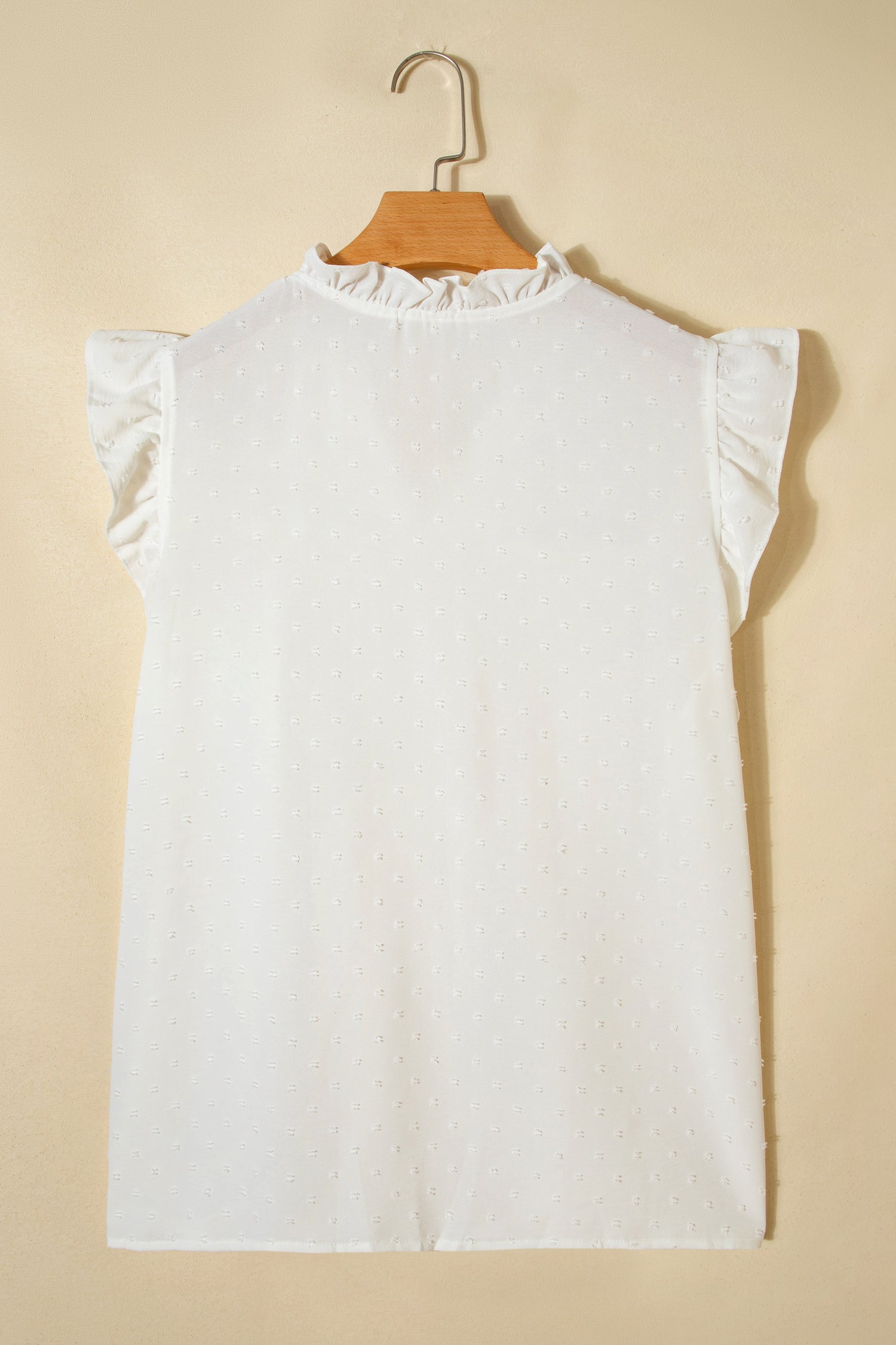 Plus Size Swiss Dot Ruffle Lace Trim V Neck Tank Top