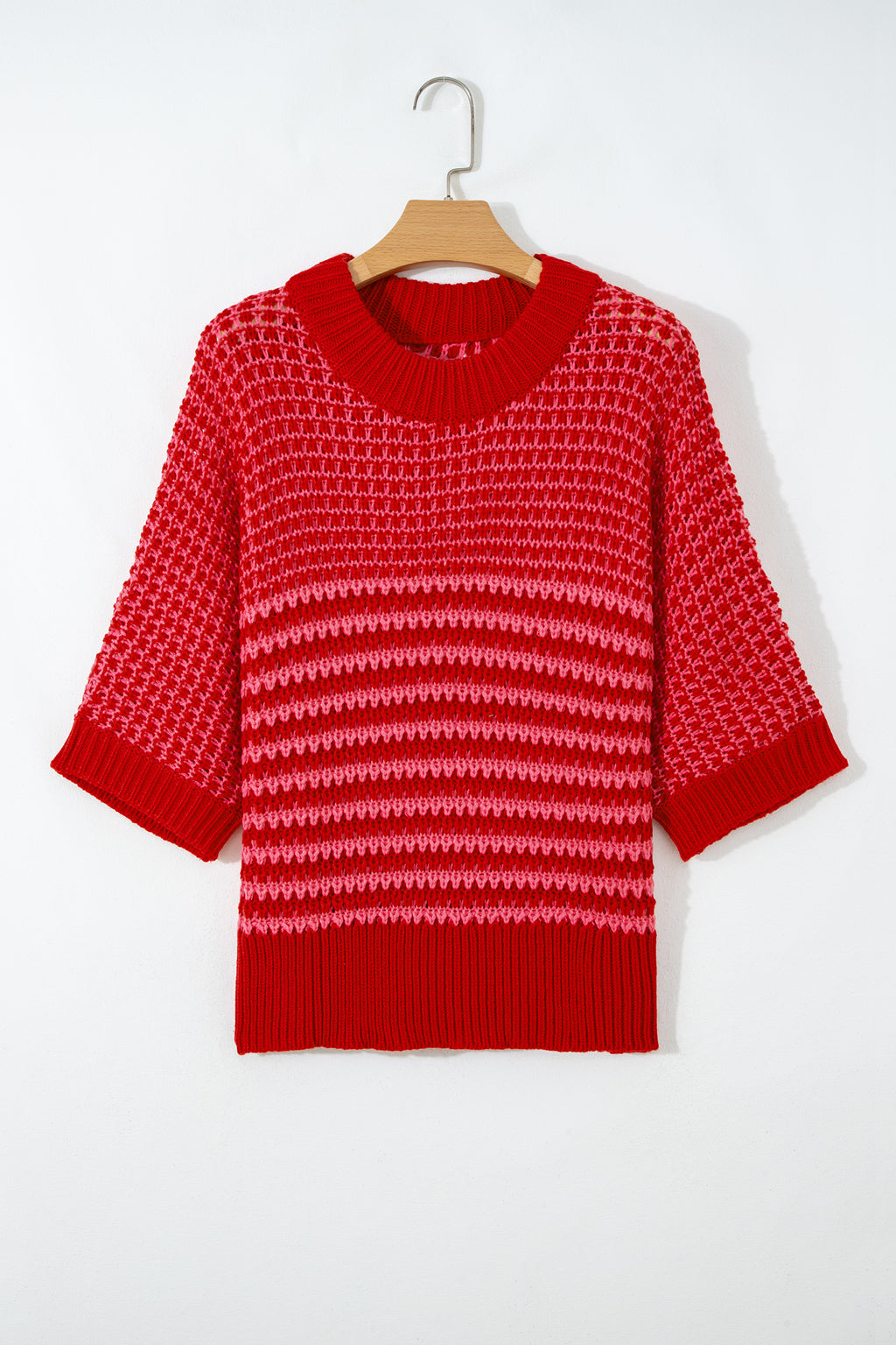 Striped 3/4 Draped Sleeve Slouchy Sweater