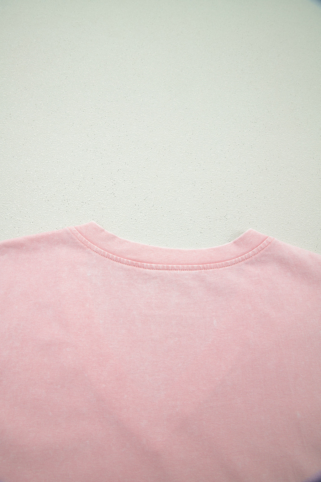 Mineral Wash V Neck Tee Matching Skort Set