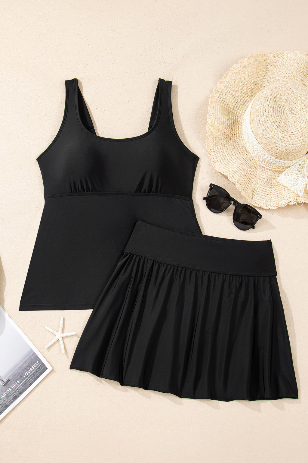 Scoop Neck Adjustable Tankini and Matching Skort Bathing Suit