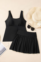 Scoop Neck Adjustable Tankini and Matching Skort Bathing Suit