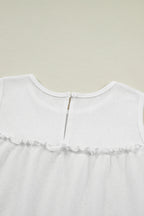 White Tiered Frill Trim A-line Tank Top