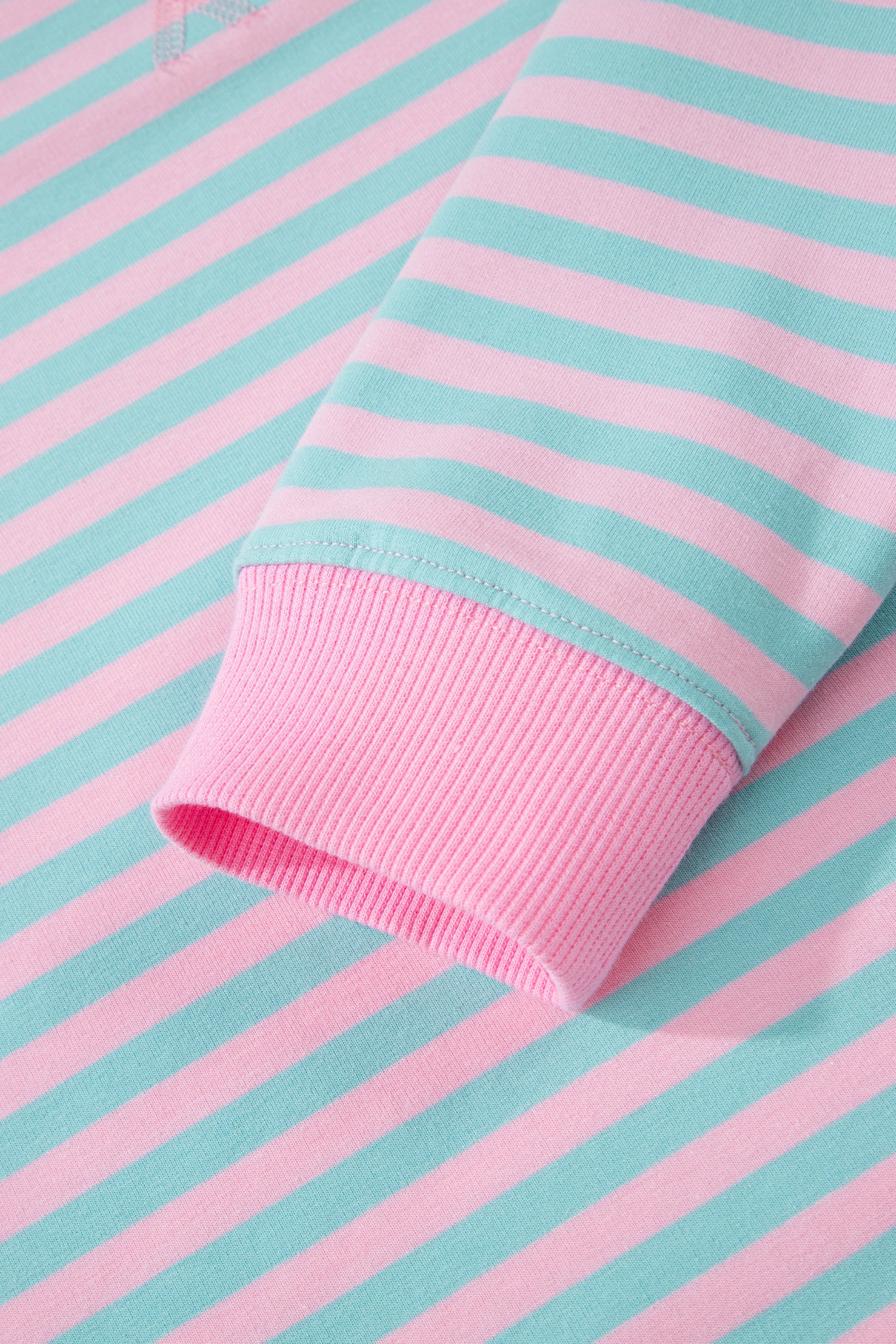 Striped Color Block Detail Long Sleeve Pullover Elastic Waist Pull On Shorts 2pcs Set