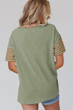 Color Block Striped Detail Loose T Shirt