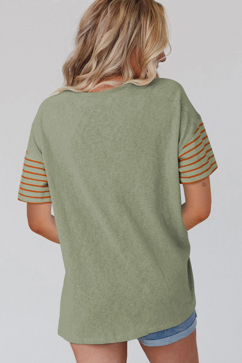Color Block Striped Detail Loose T Shirt