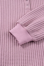 Light Pink Solid Color Textured Snap Button Collared Baggy Top
