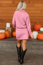 Half Zip Sporty Pullover Mini Skort 2pcs Outfit
