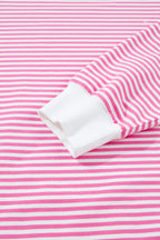 Pink Stripe Oversize Mock Neck Sweatshirt and Shorts Set