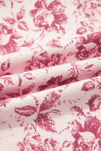 Pink Vintage Floral Print Denim Shift Pants