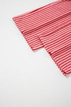 Striped Crew Neck Tee Drawstring Waist Cropped Pants Set