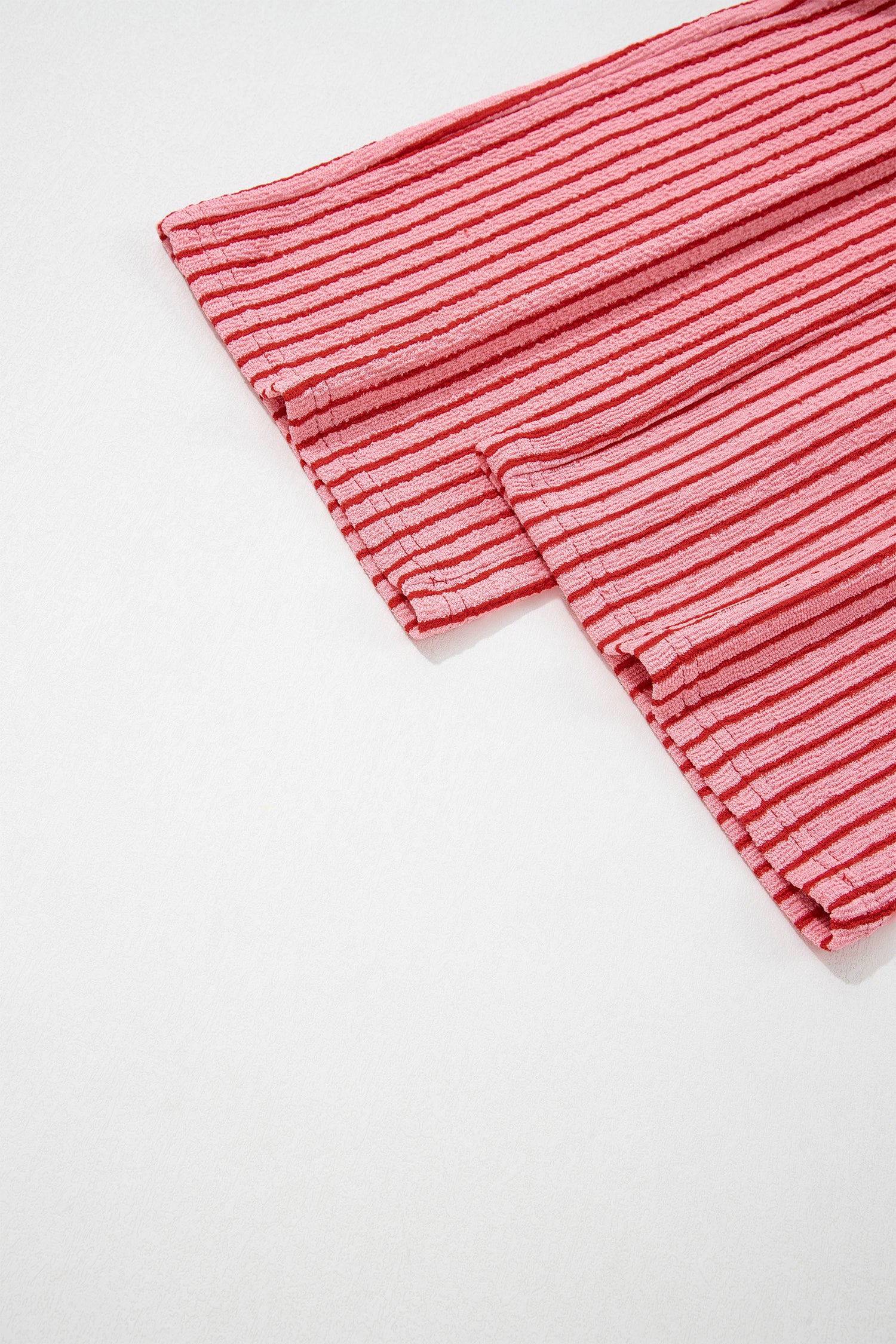 Striped Crew Neck Tee Drawstring Waist Cropped Pants Set