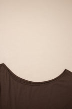 Plus Size Solid Color Asymmetric Neck Short Sleeve Blouse