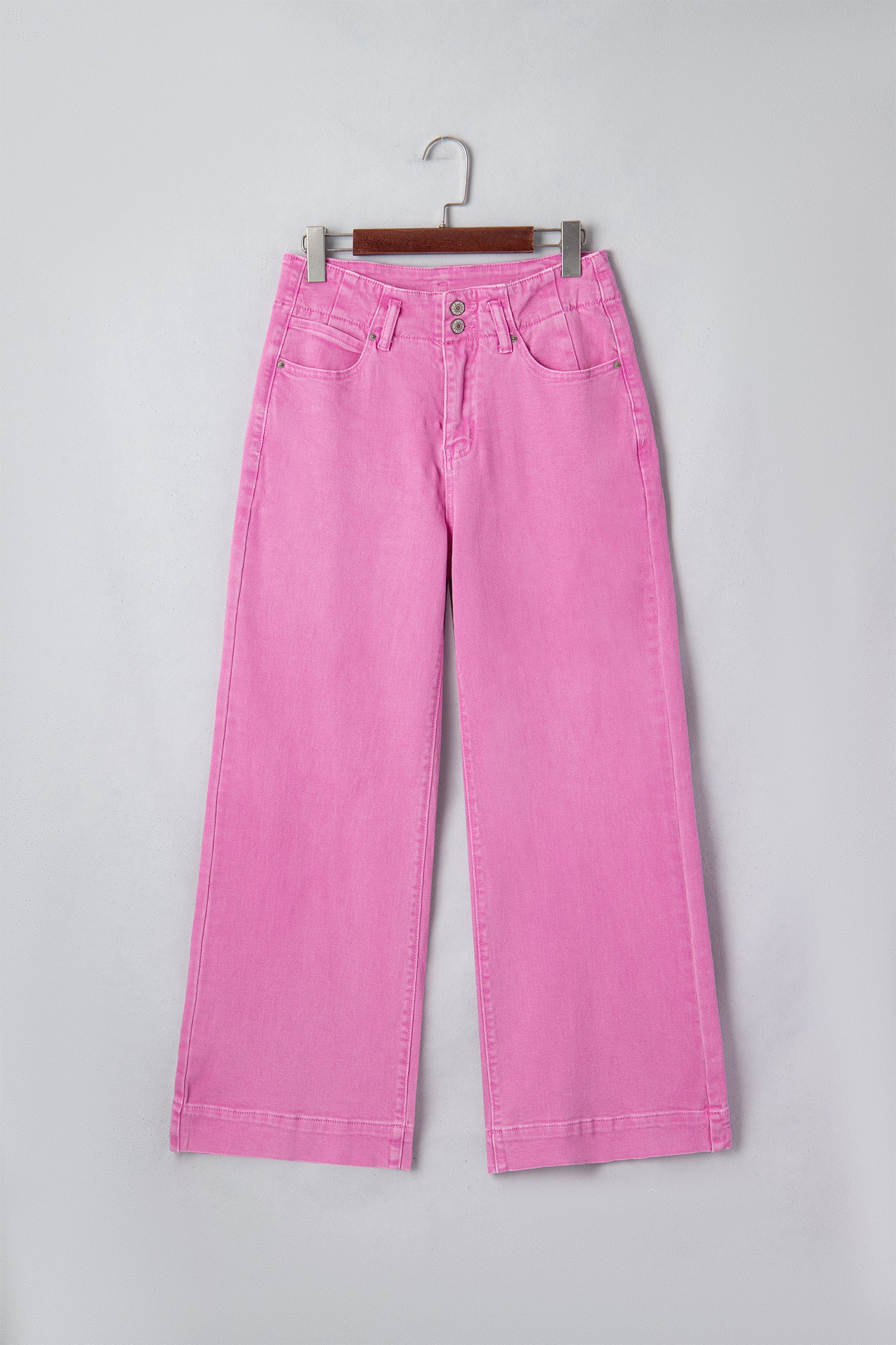 2-Button High Waist Flared Bottom Jeans