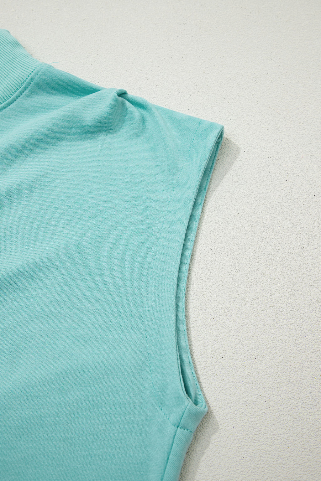 Solid Color High Neck Cap Sleeve Loose Top