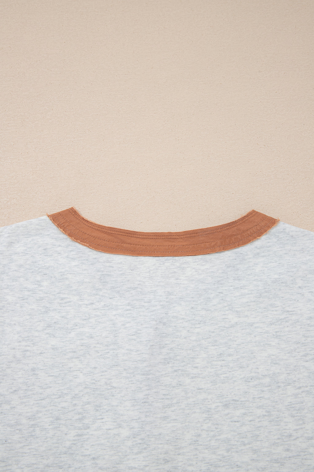 Raw Seam Color Block Detail Buttoned Henley Tee