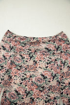Black Floral Print Mesh Long Sleeve Foldover Off Shoulder Top