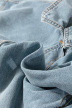 Beau Blue Draw-cord Hem Light Wash Denim Jacket