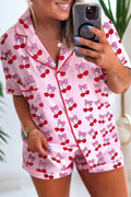 Pink Cherry/Bow Print Short Pyjama Set